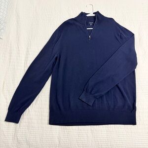 J.Crew Men’s Navy Quarter Zip Sweater XLT Tall 100% Cotton